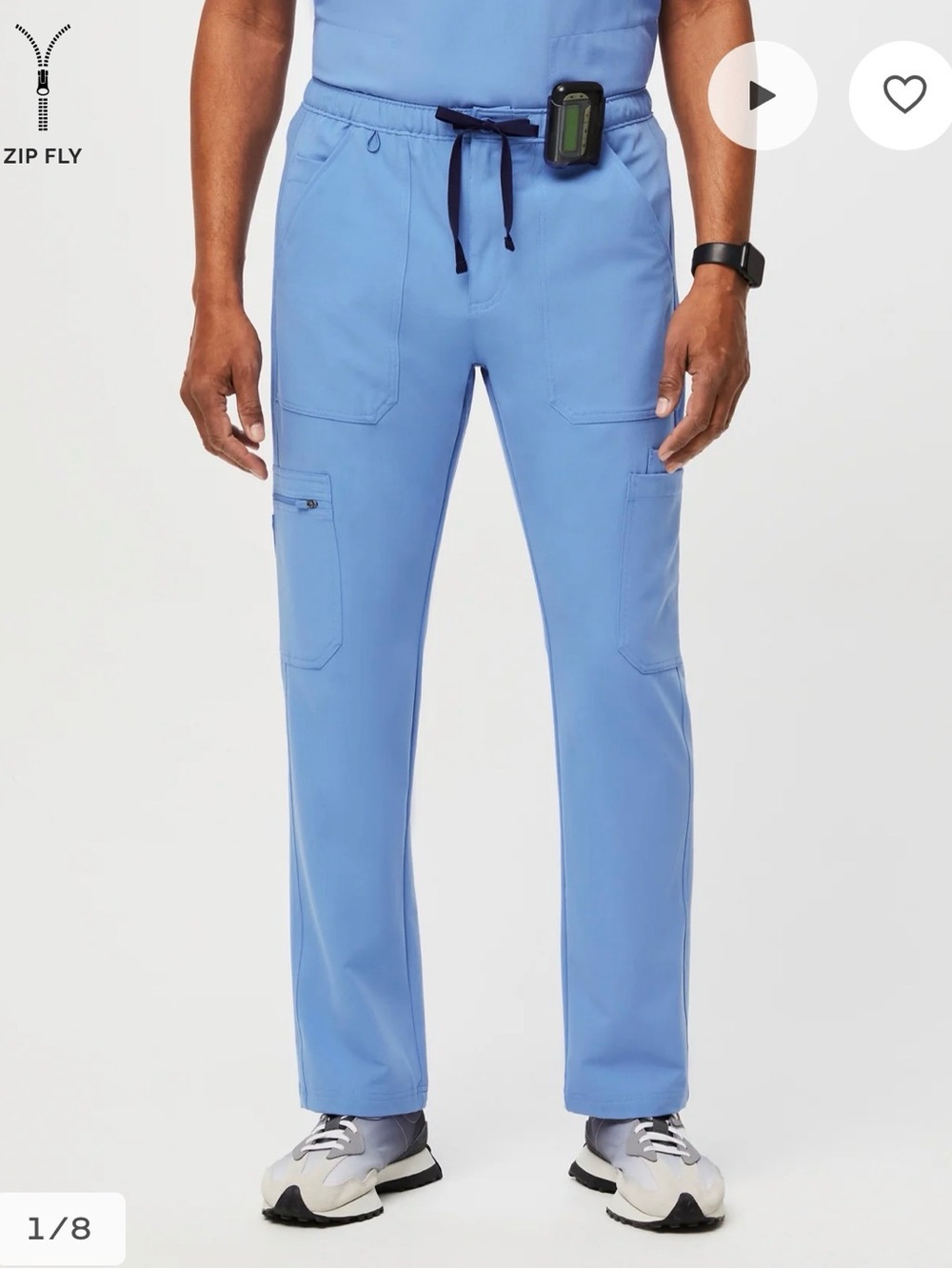 Figs Men's Cargo Pants in Ceil Blue - Drawstring Waist